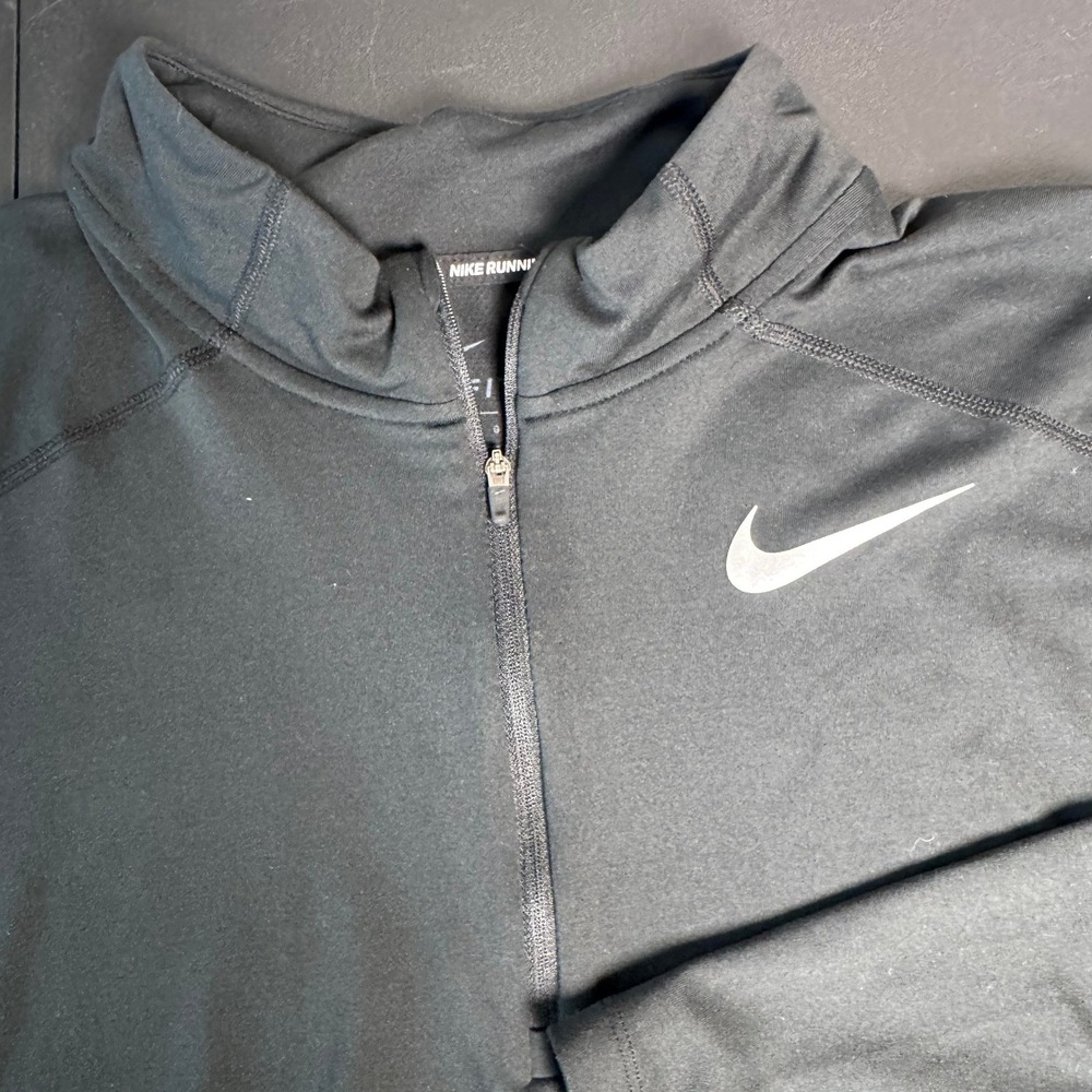 Nike Mens Stride Dri-FIT 1/4 Zip Running Top Black Long Sleeve Pullover Jacket - Picture 6 of 13